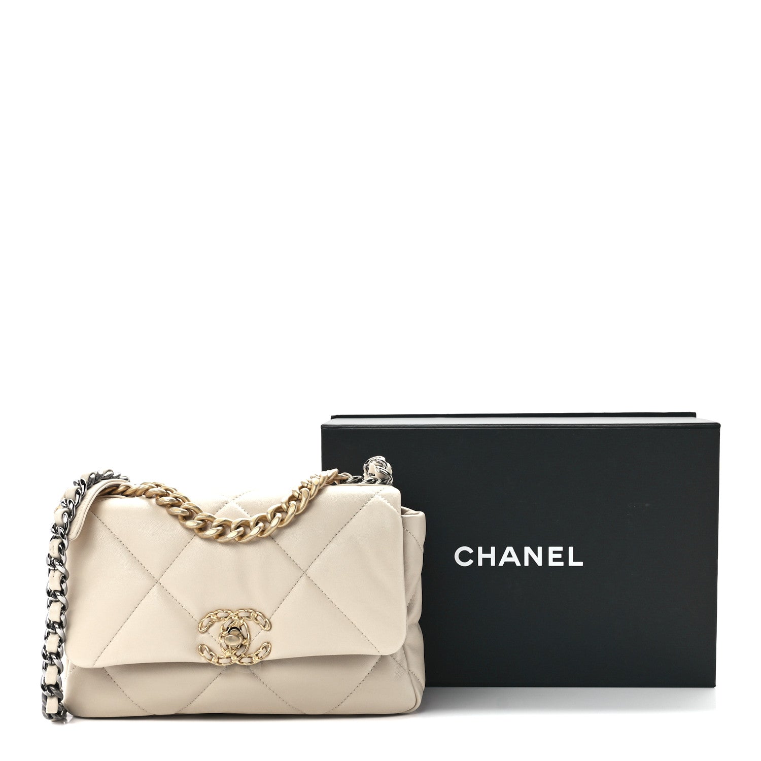 Chanel Lambskin Quilted Medium Chanel 19 Flap Light Beige 12 of 12