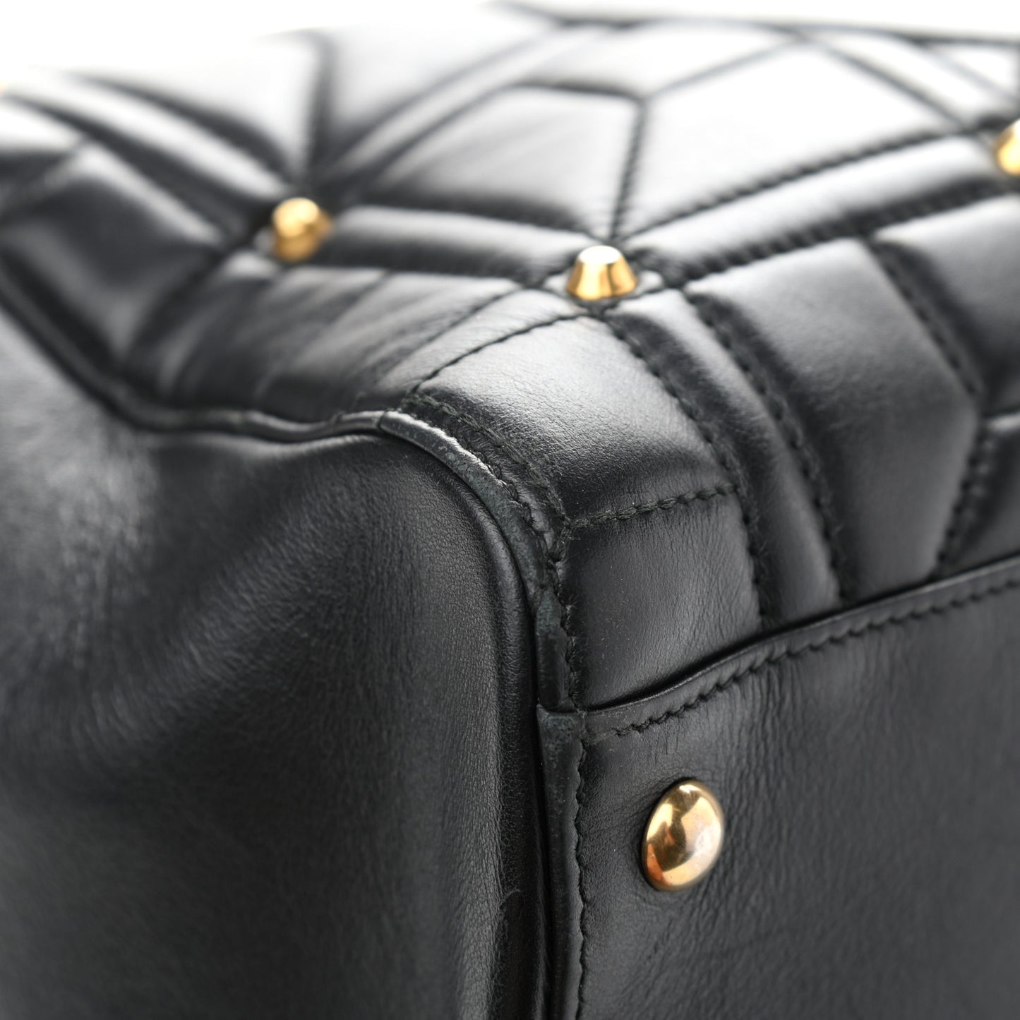 Calfskin Matelasse Studded Medium GG Marmont Tote Black