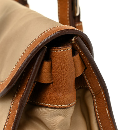 Prada Tessuto Nylon Vitello Foldover Pushlock Satchel Beige 18 of 28