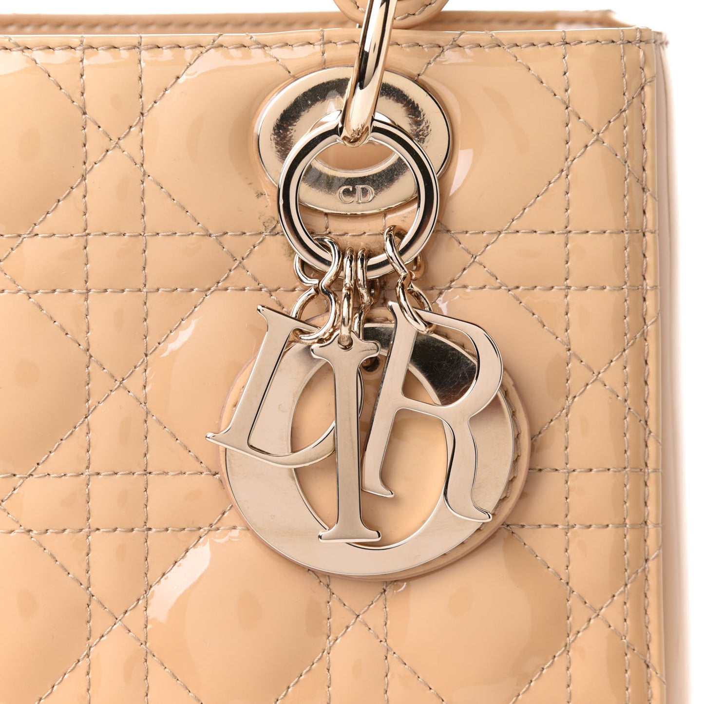 Patent Cannage Medium Lady Dior Beige