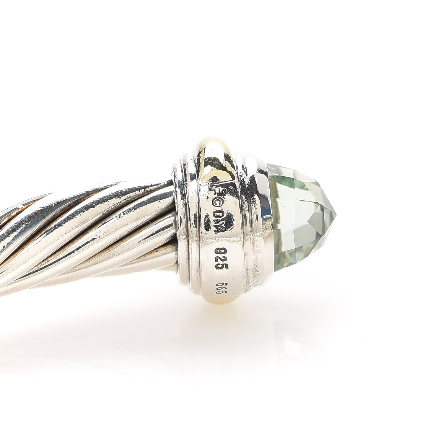 David Yurman Sterling Silver 14K Yellow Gold Prasiolite 7mm Cable Classics Bracelet 4 of 5