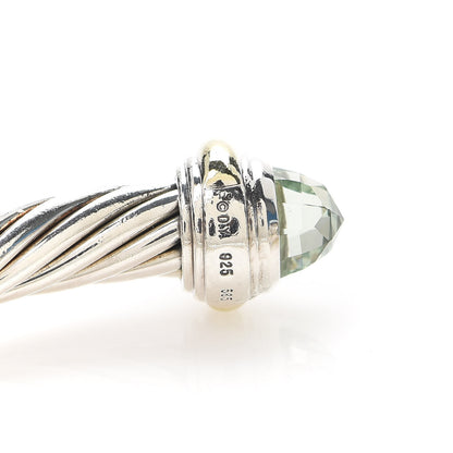 David Yurman Sterling Silver 14K Yellow Gold Prasiolite 7mm Cable Classics Bracelet 4 of 5