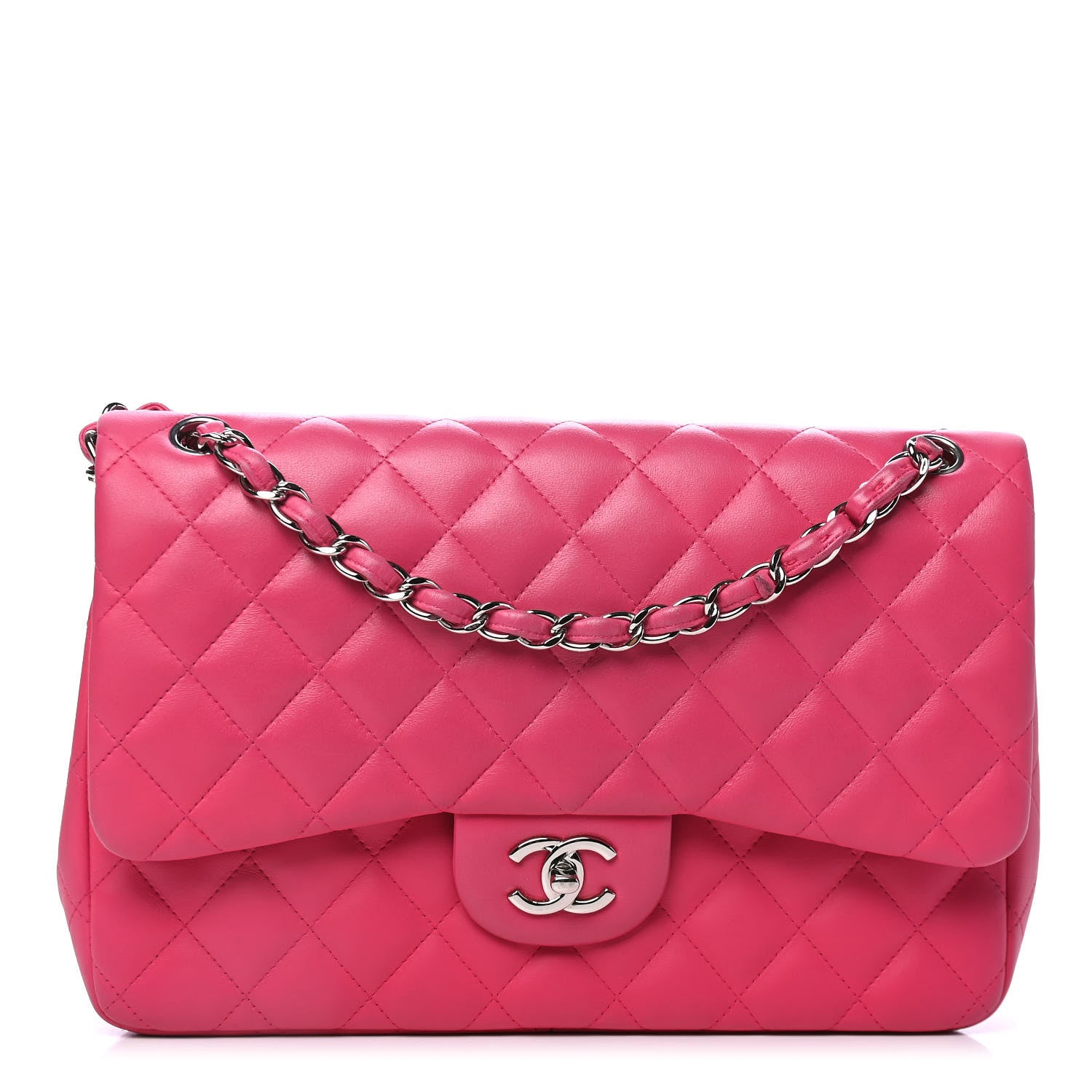 Chanel Lambskin Quilted Jumbo Double Flap Dark Pink 1 of 4
