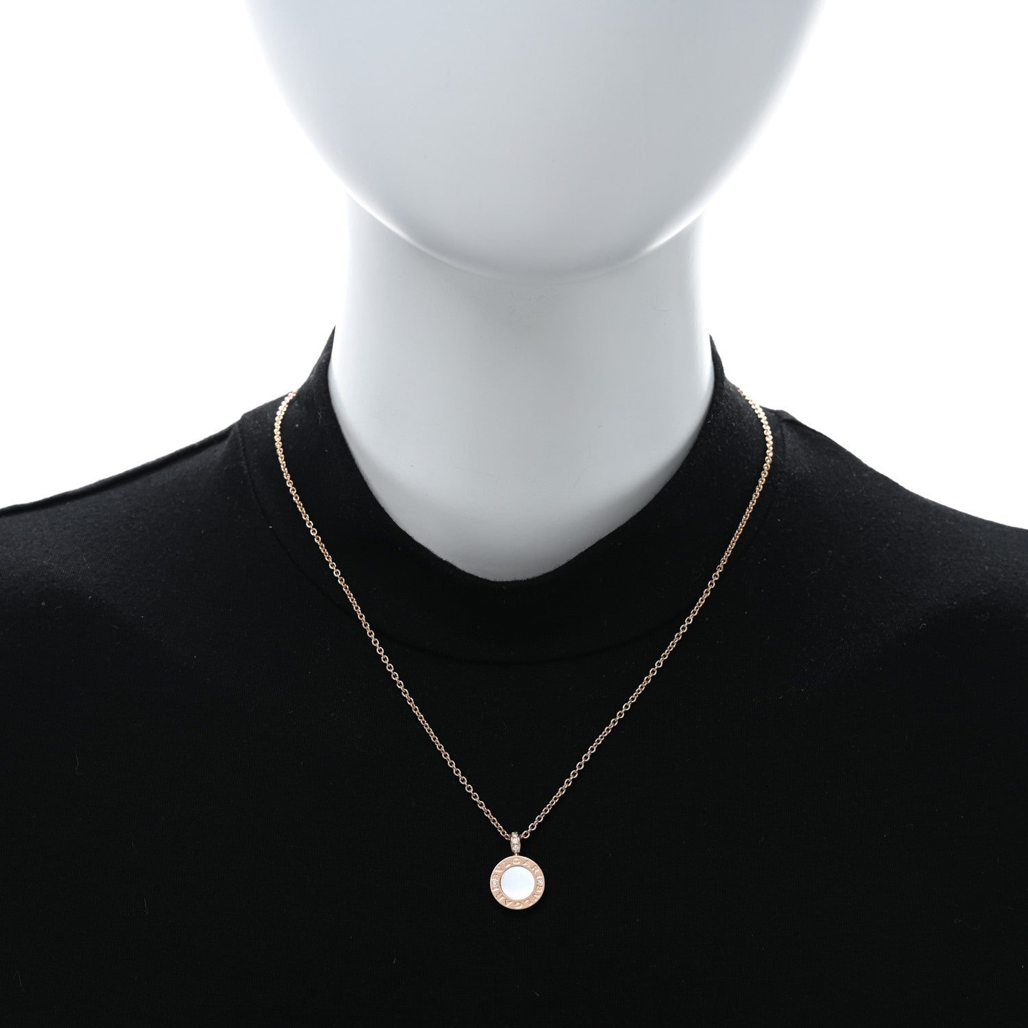 Bulgari 18K Rose Gold Diamond Black Onyx Mother of Pearl BVLGARI BVLGARI Pendant Necklace 2 of 5