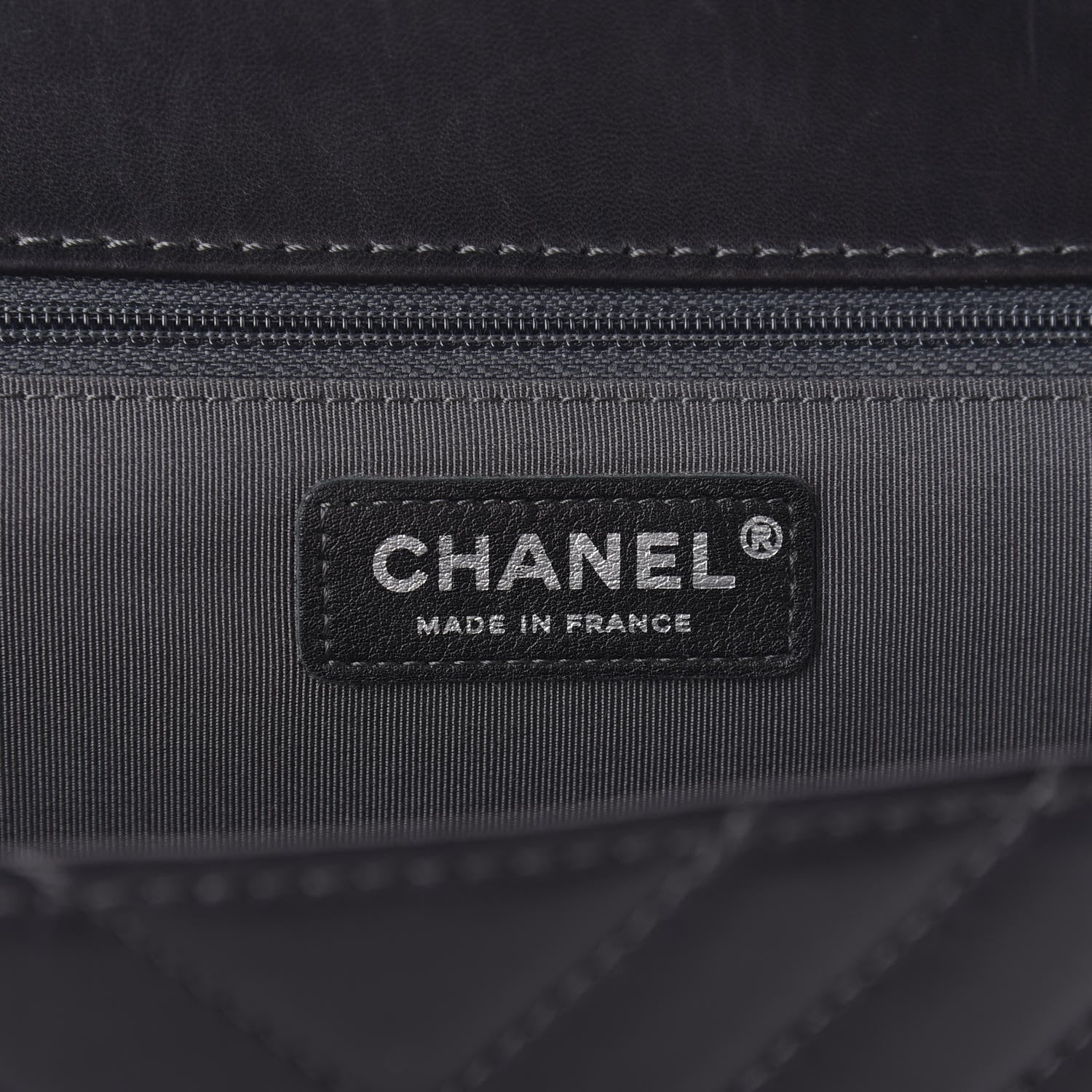 Chanel Lambskin Chevron Quilted Large Surpique Flap Dark Grey 8 of 11