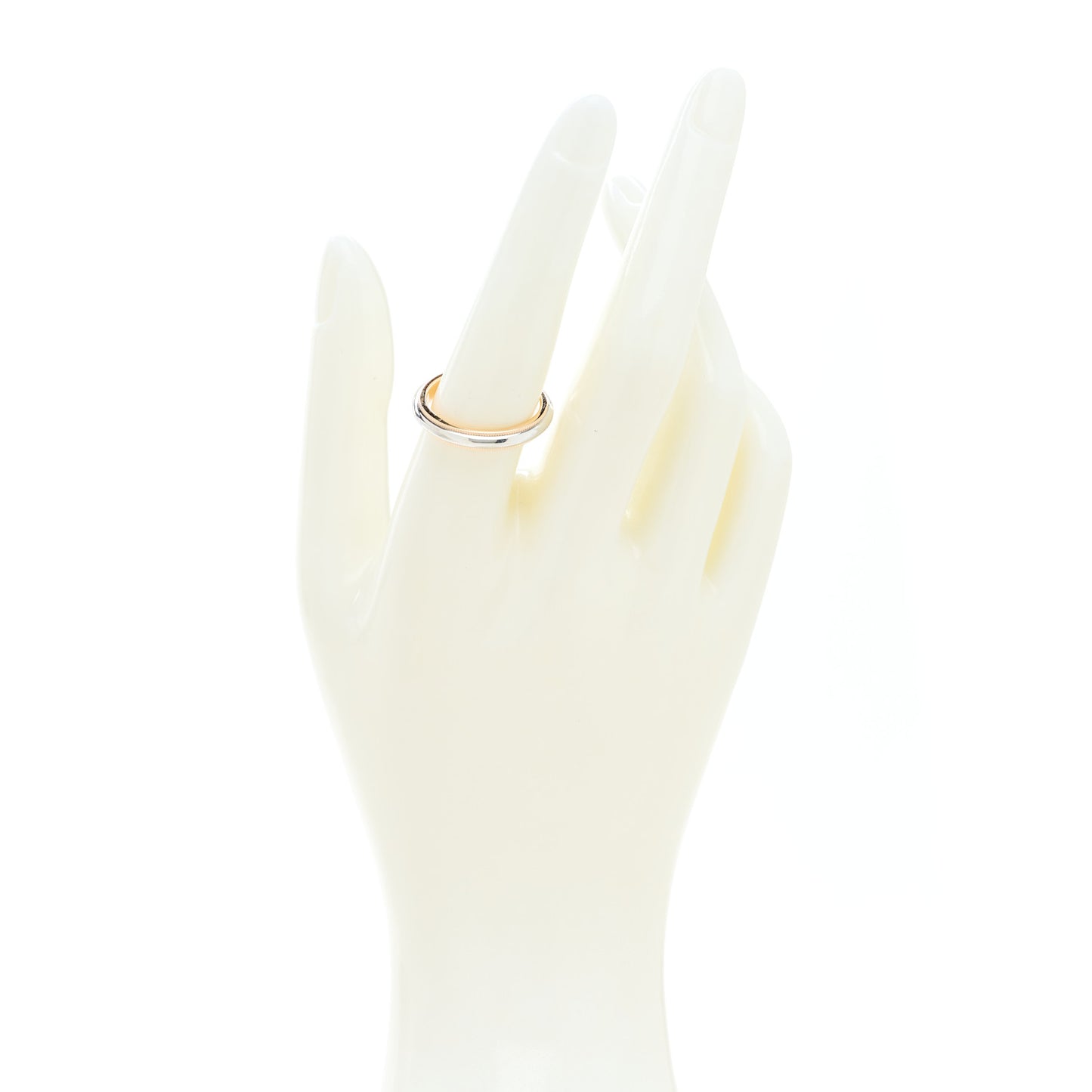 Platinum 18K Rose Gold 3mm Together Milgrain Wedding Band Ring 57 8