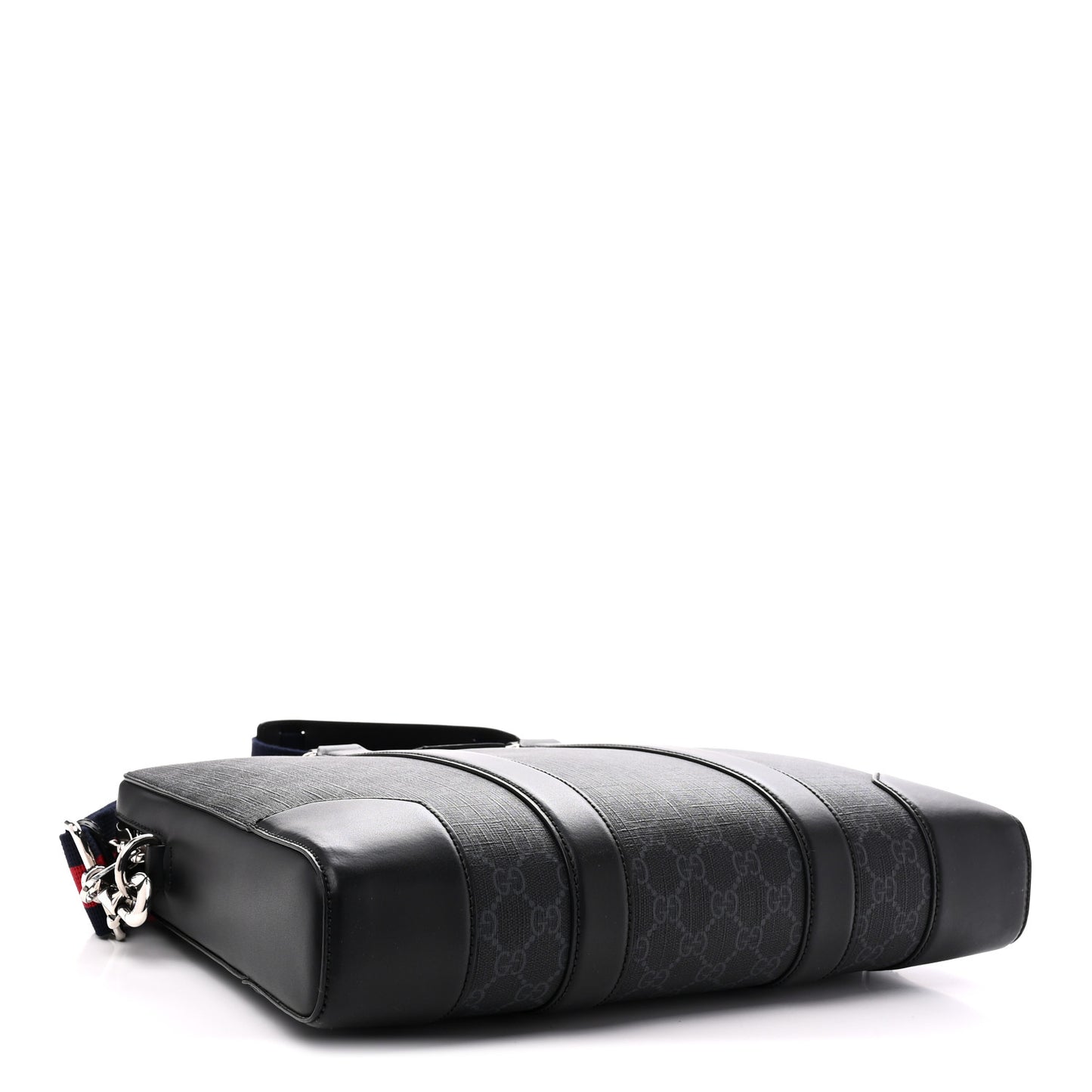 GG Supreme Monogram Appia Calfskin Web Briefcase Black