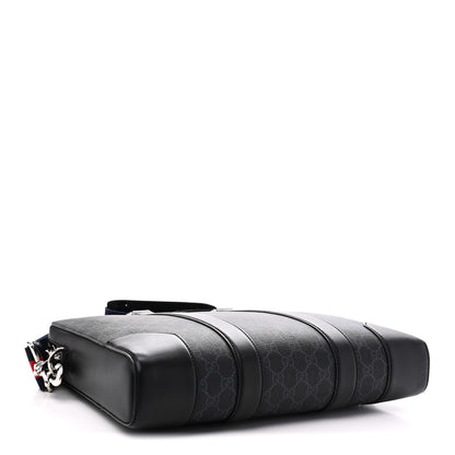 Gucci GG Supreme Monogram Appia Calfskin Web Briefcase Black 4 of 10