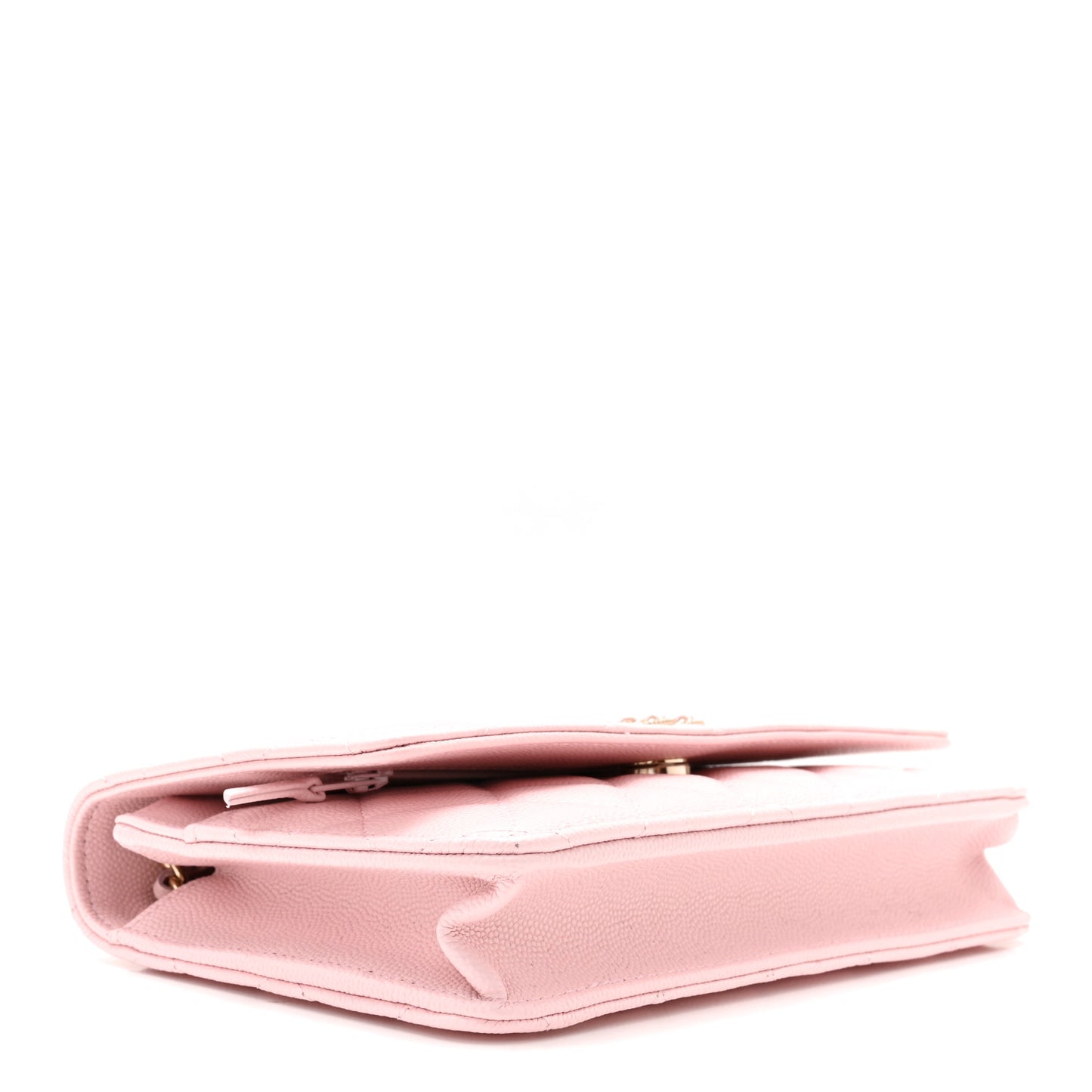 Caviar Quilted Crystal CC Wallet On Chain WOC Light Pink