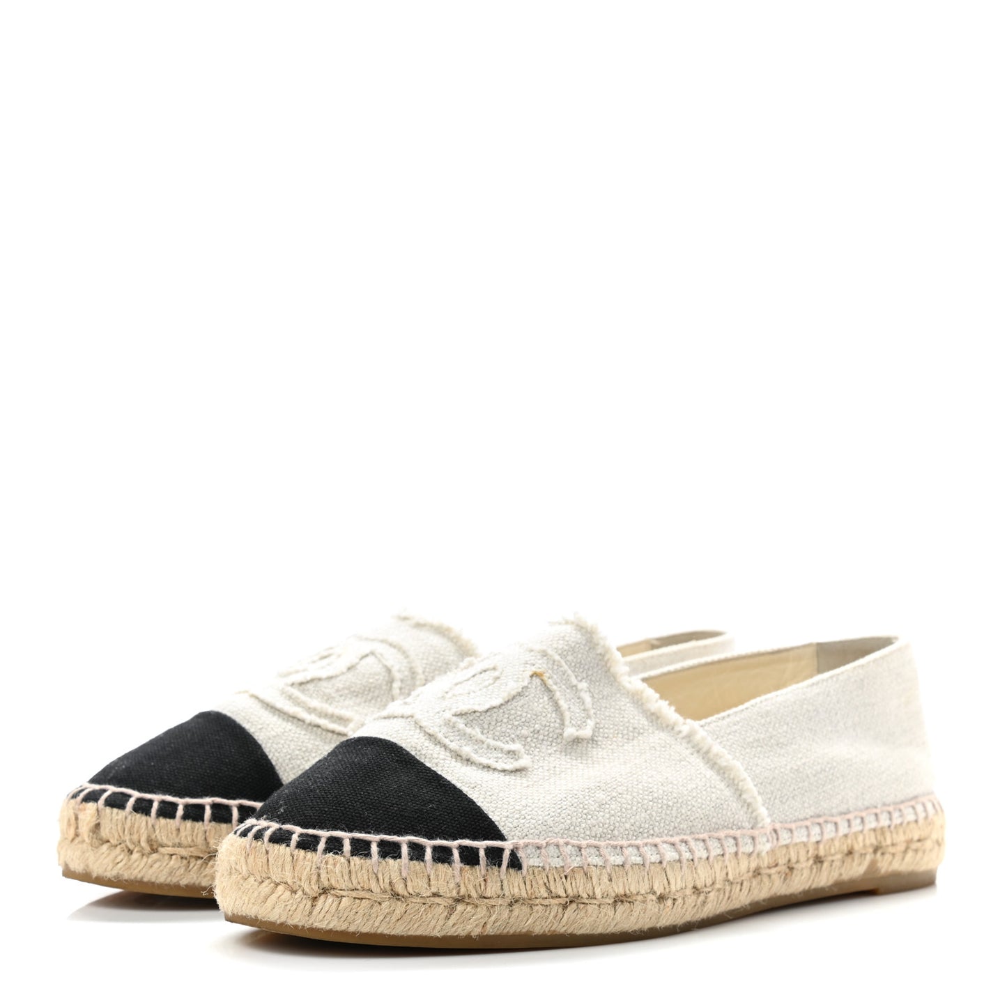 Linen CC Espadrilles 40 Beige Black