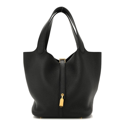 Hermes Taurillon Clemence Picotin Lock 22 MM Black 1 of 15