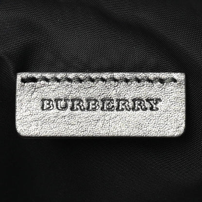 Burberry Metallic Calfskin Nova Check Cosmetic Pouch Silver 5 of 6