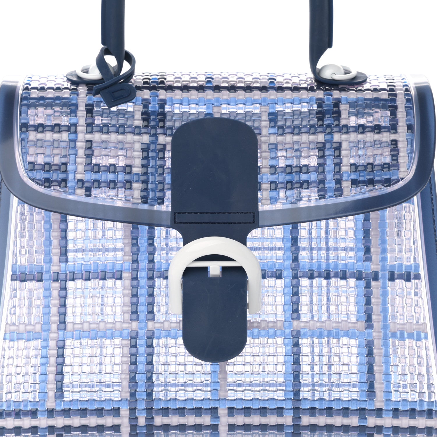 Delvaux Vinyl Gingham The Dreamer MM Brillant Satchel Navy 6 of 10