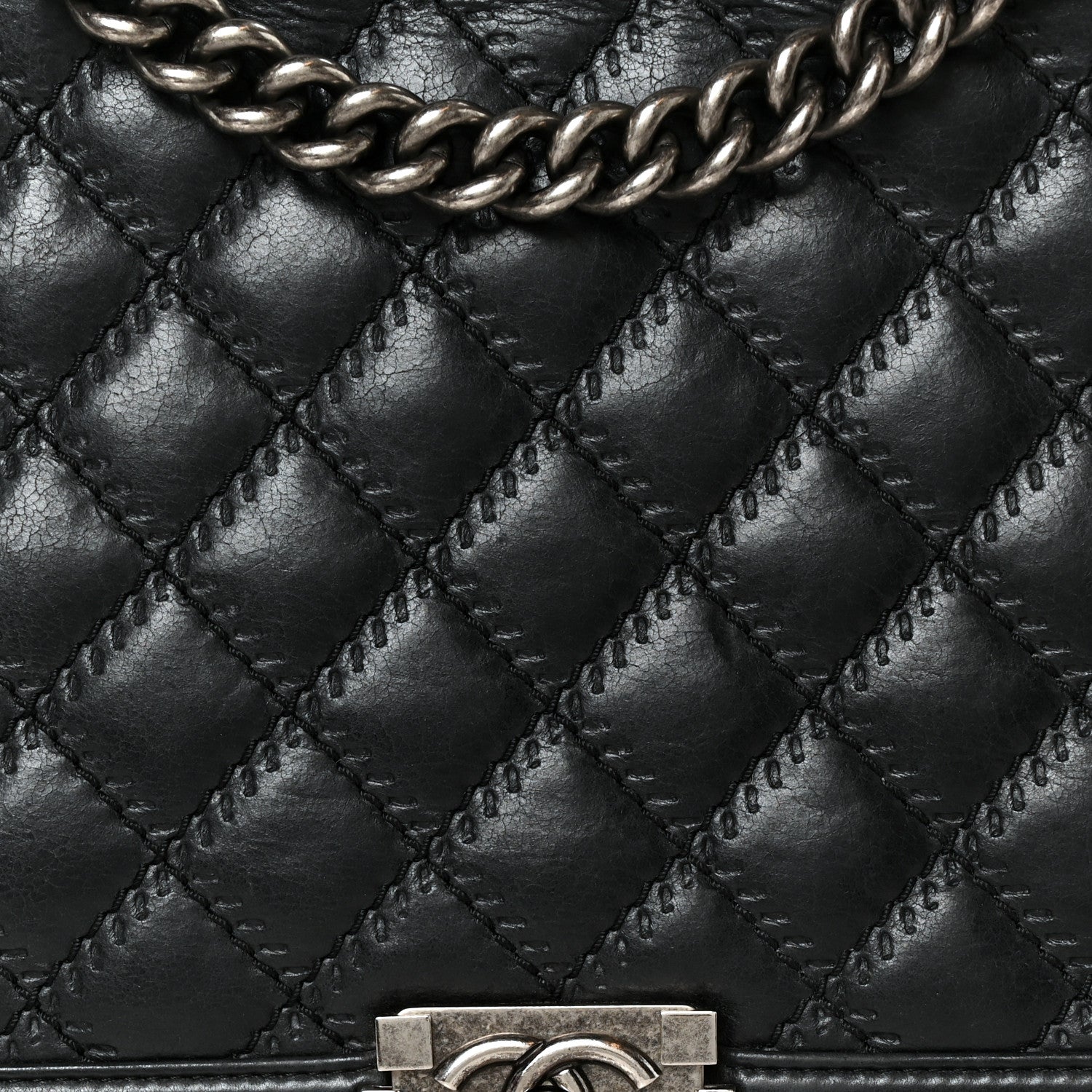 Chanel Calfskin Quilted Double Stitch New Medium Boy Flap Black 7 of 9
