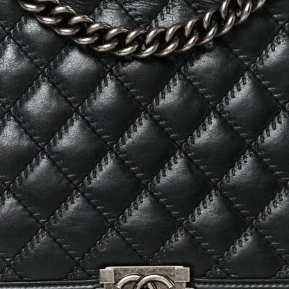 Chanel Calfskin Quilted Double Stitch New Medium Boy Flap Black 7 of 9