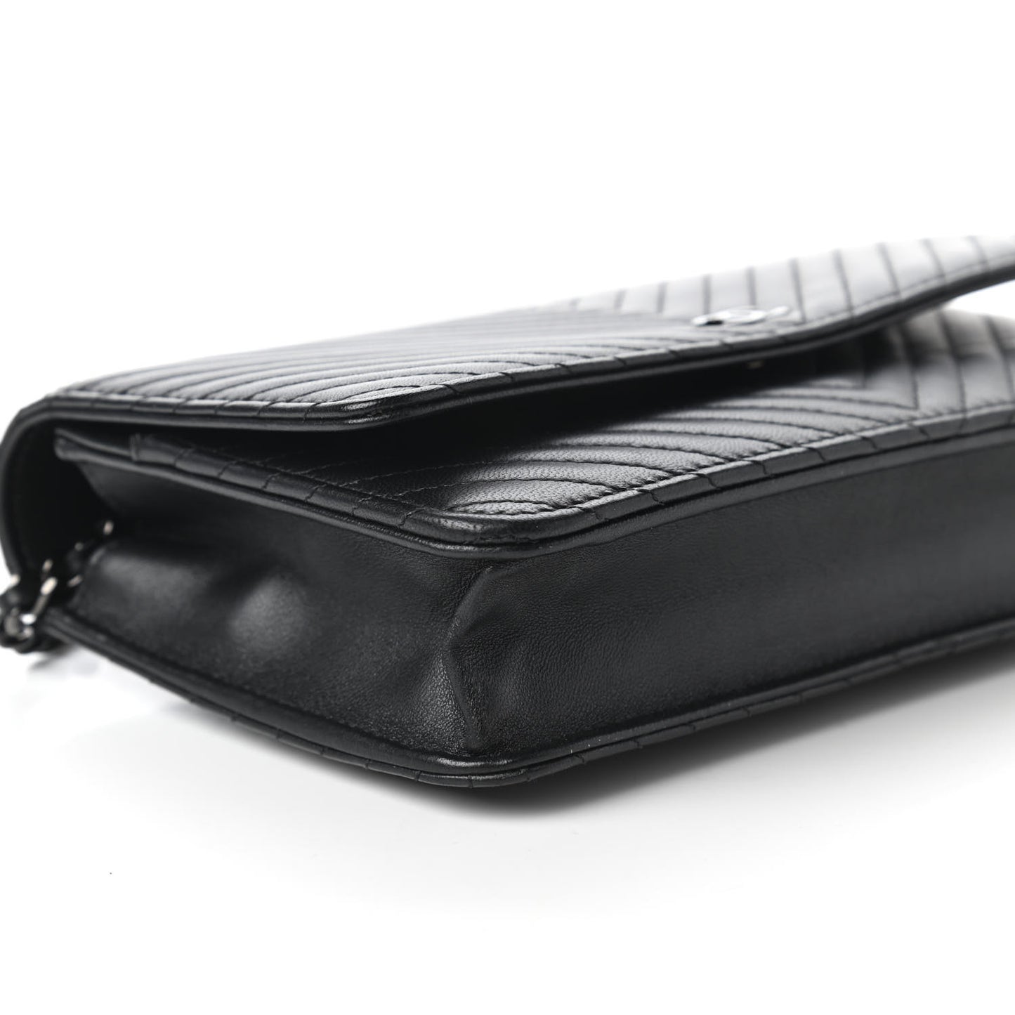 Lambskin Chevron Quilted Wallet On Chain WOC So Black