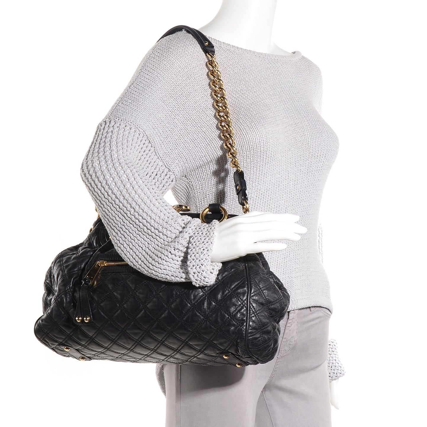 Quilted Leather Stam Black