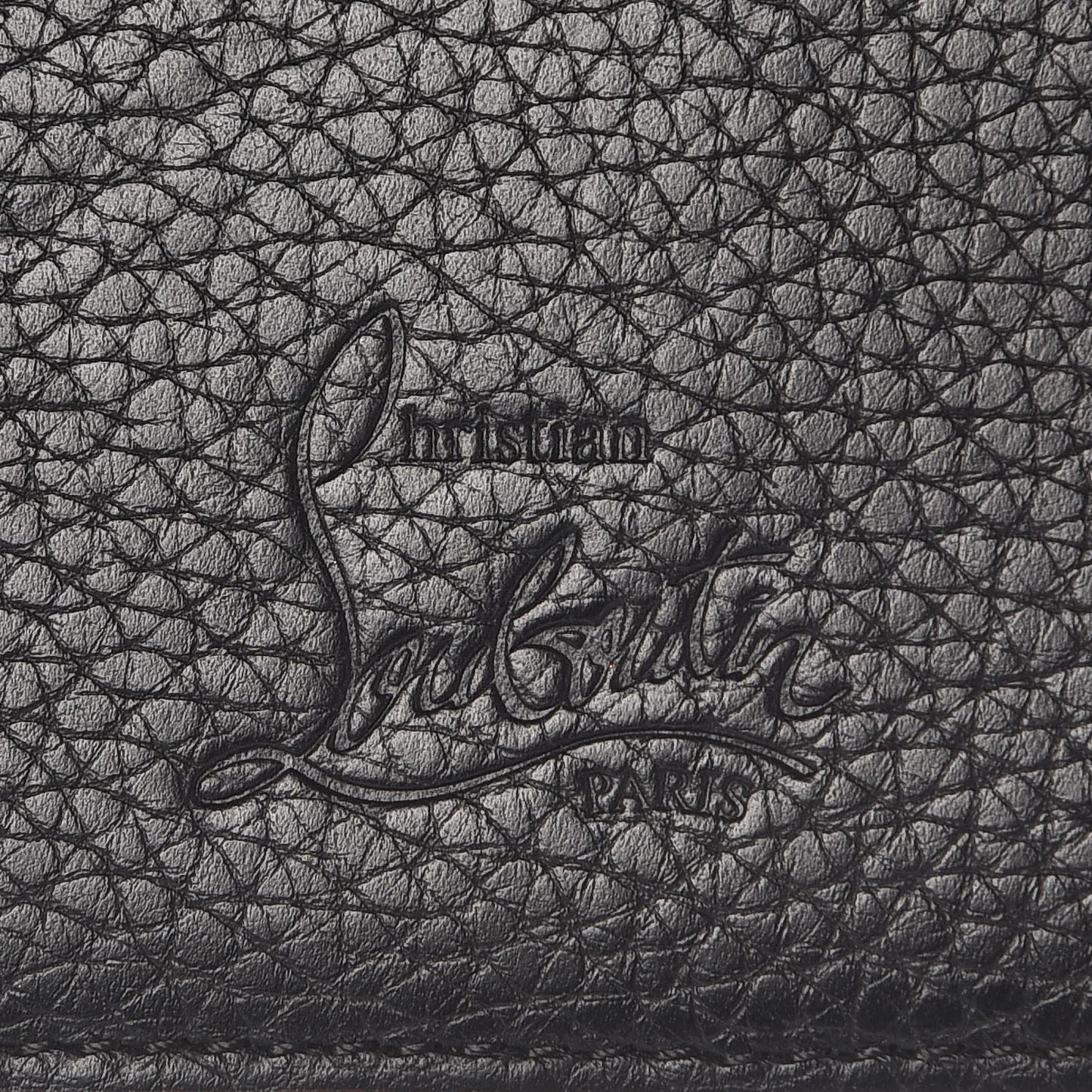 Calfskin Studded Loubipass Passport Holder Black