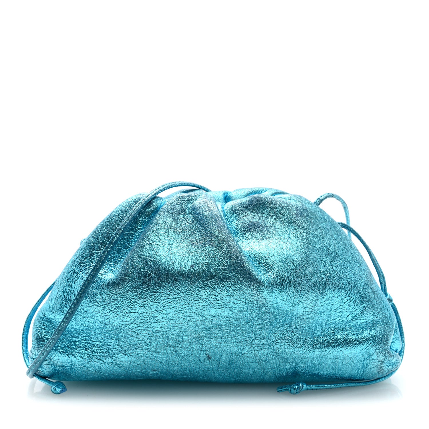Bottega Veneta Metallic Crushed Calfskin The Mini Pouch Sky Blue 1 of 10