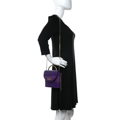 Chloe Calfskin Crocodile Embossed Small Aby Lock Nightfall Purple 2 of 8