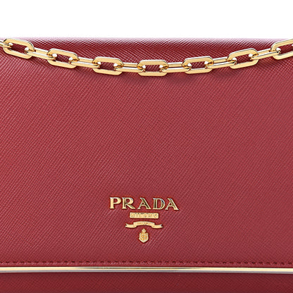 Prada Saffiano Metal Bar Chain Wallet Fuoco 11 of 12