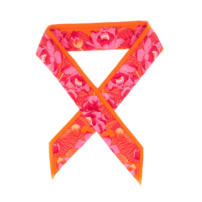 Hermes Silk Fleurs De Lotus Twilly Corail 1 of 4