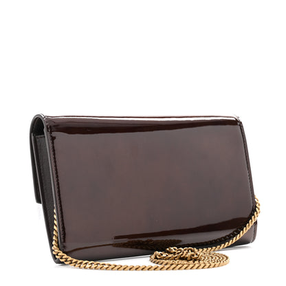 Saint Laurent Patent Uptown Chain Wallet  Brown 4 of 11