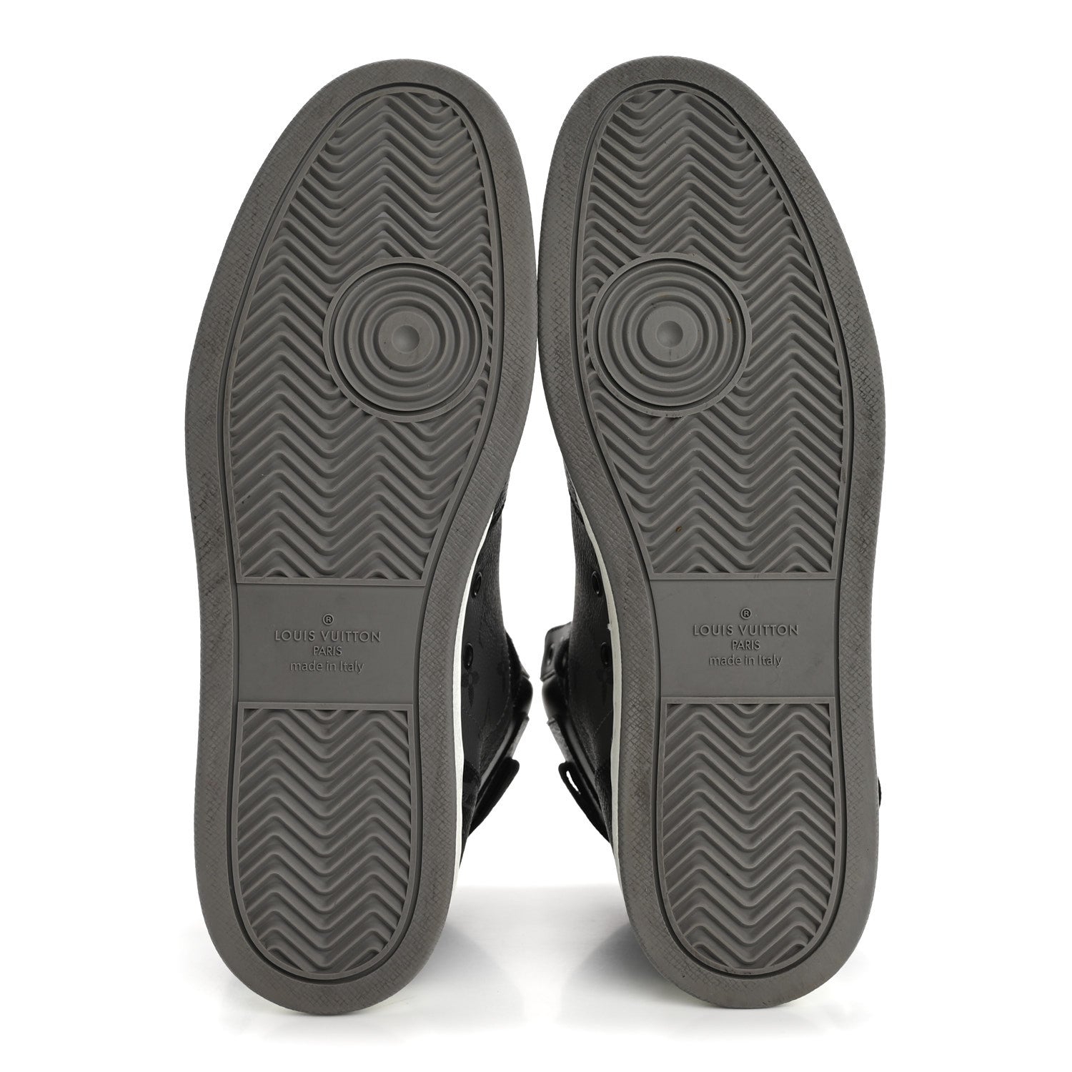 Louis Vuitton Calfskin Monogram Eclipse Mens Rivoli High Top Sneakers 9 Black Grey 6 of 10