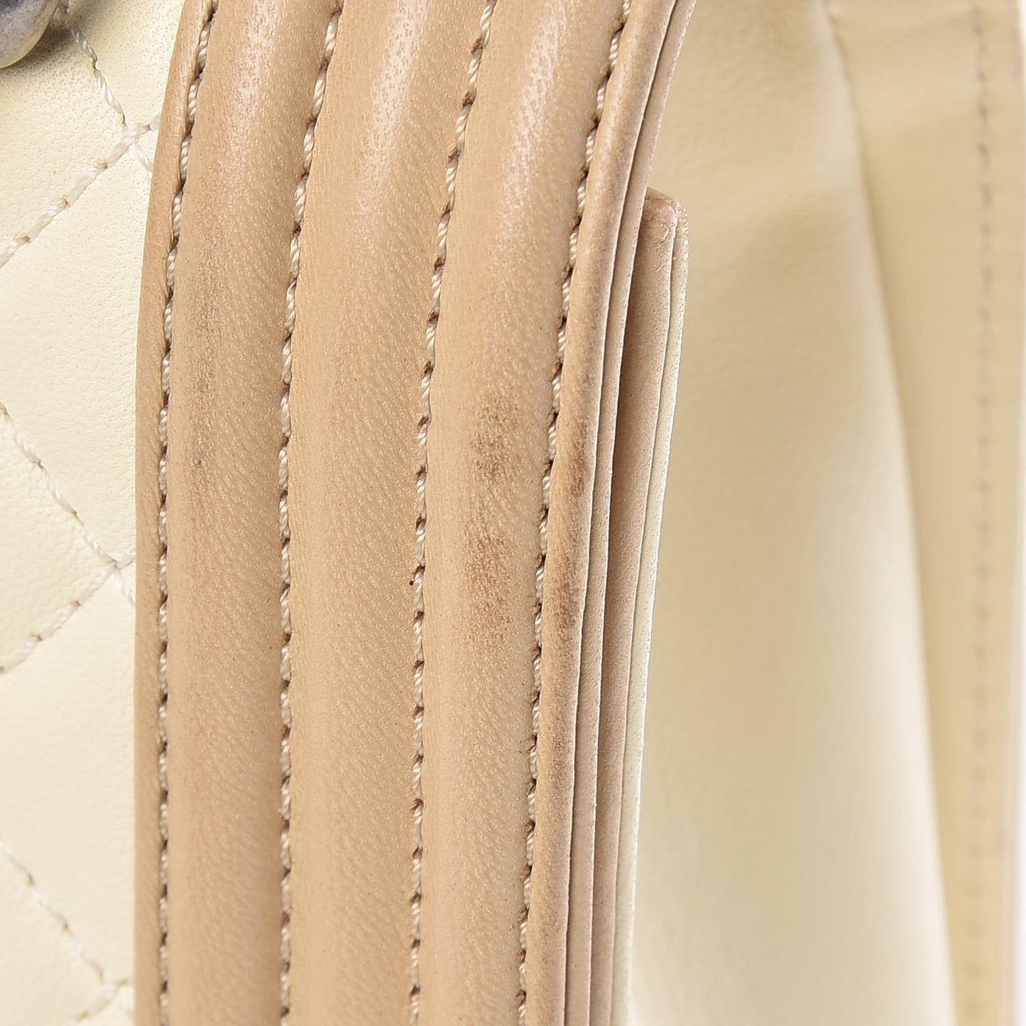 Lambskin Quilted Large Boy Flap Light Beige Dark Beige
