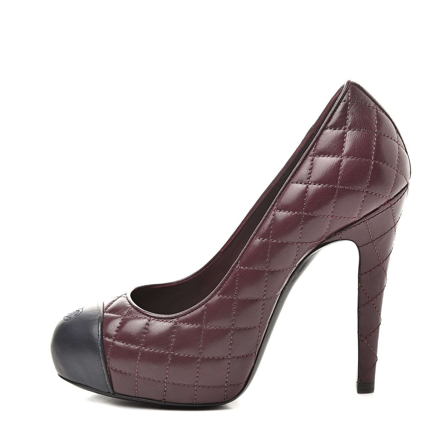 Lambskin Quilted CC Cap Toe Pumps 35 Burgundy