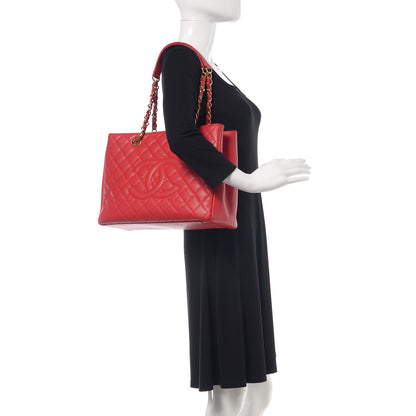 Chanel Caviar Quilted Grand Shopping Tote GST Red 2 of 16