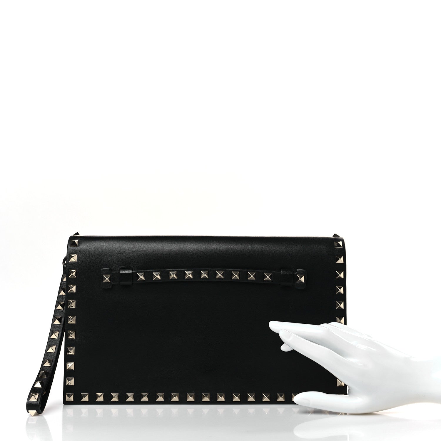 Valentino Garavani Nappa Small Rockstud Wristlet Clutch Black 2 of 8