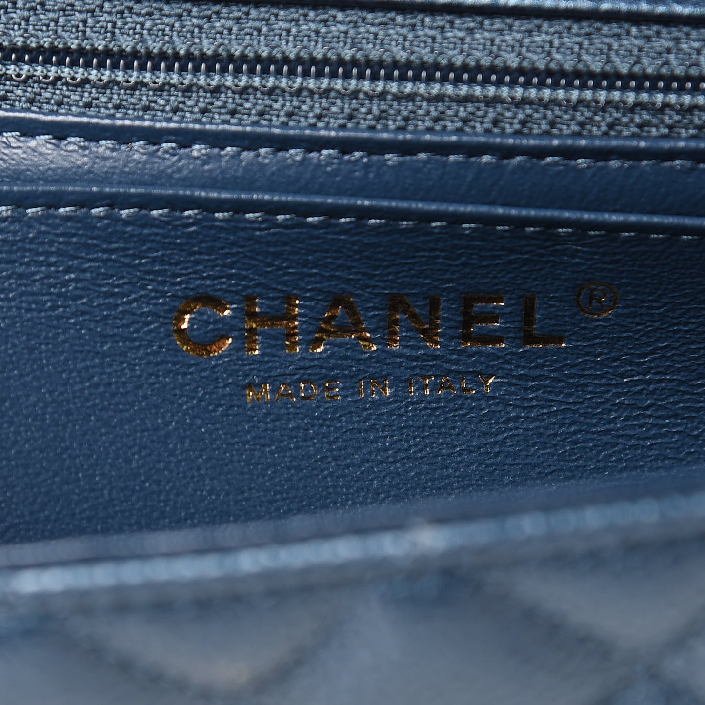 Metallic Caviar Quilted Mini Rectangular Flap Dark Blue