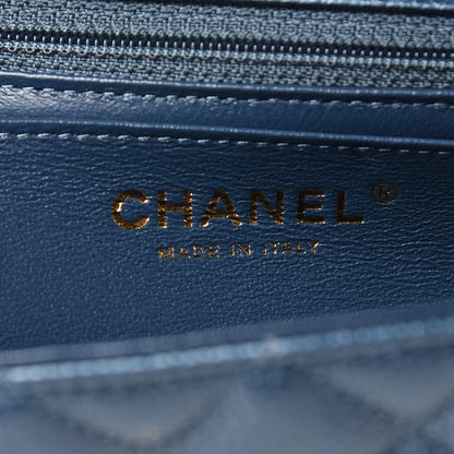 Chanel Metallic Caviar Quilted Mini Rectangular Flap Dark Blue 6 of 10