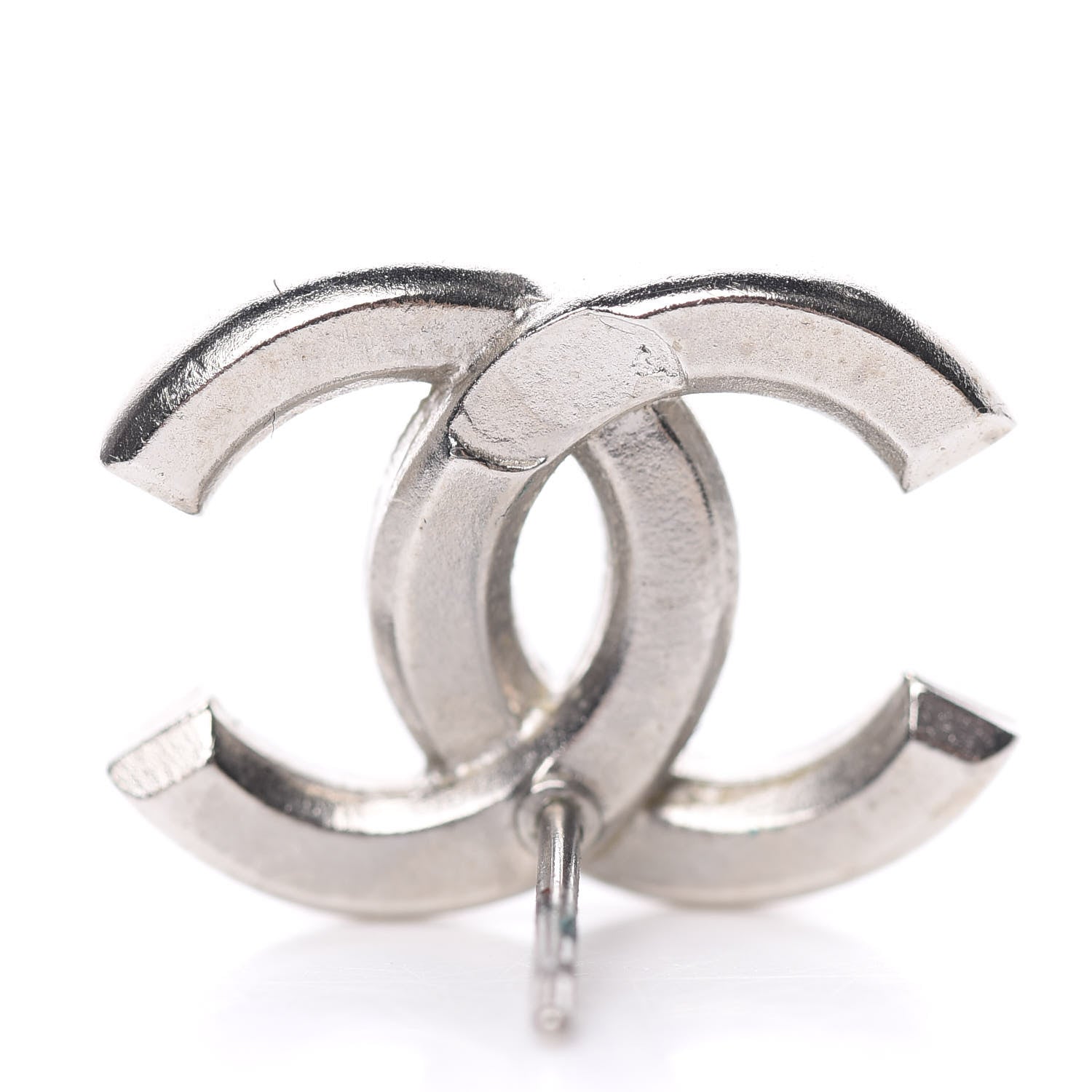 Chanel Baguette Crystal CC Earrings Silver Black 4 of 5