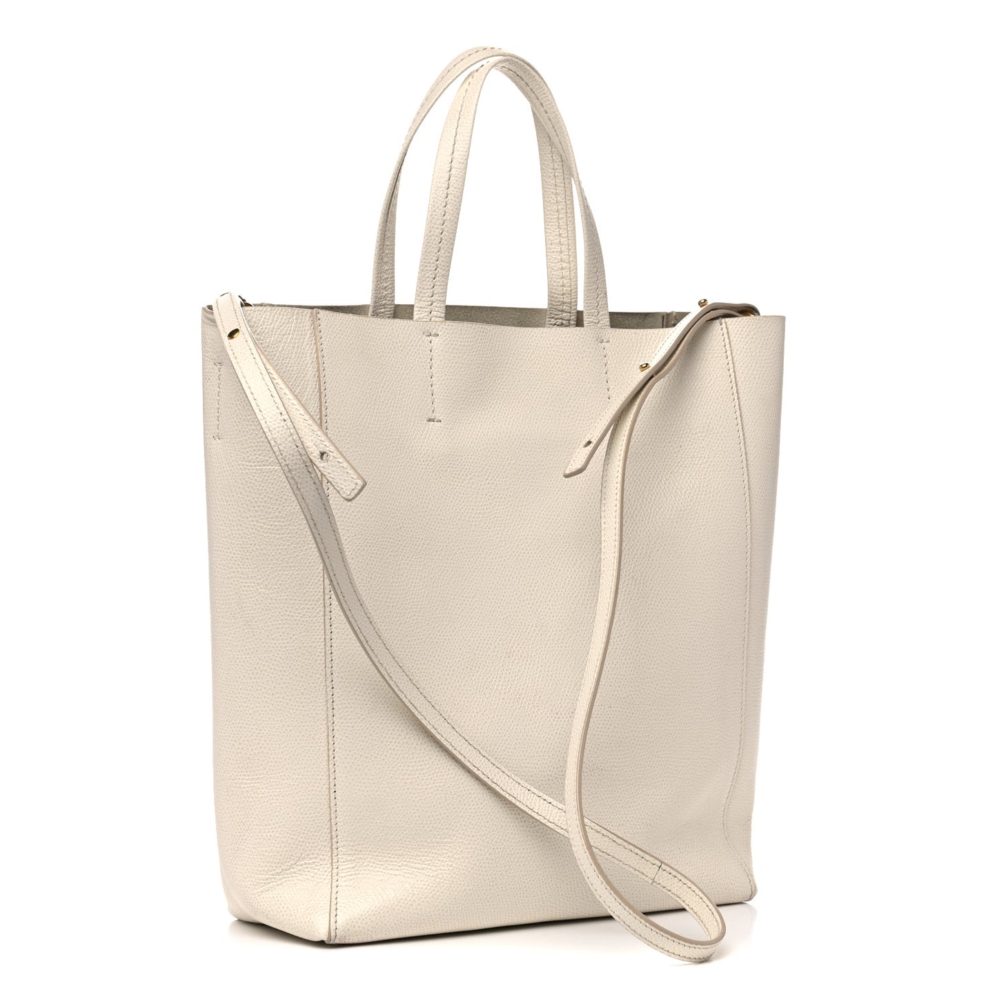 Grained Calfskin Small Vertical Cabas Cream