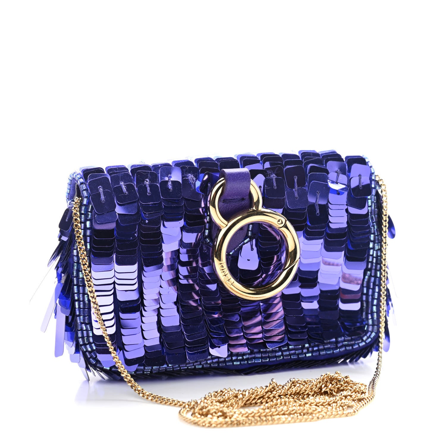 Fendi Sequin Paillettes Shiny Nappa Sex and the City Nano Baguette Charm Viola Purple Rain 2 of 8