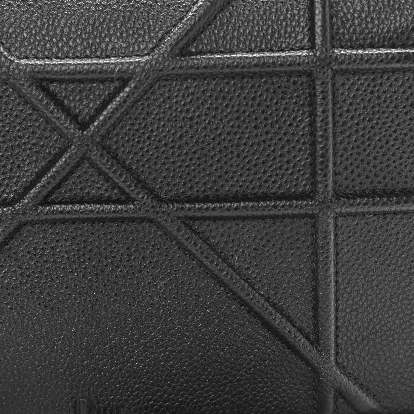 Grained Calfskin Diorama Wallet on Chain Pouch Black
