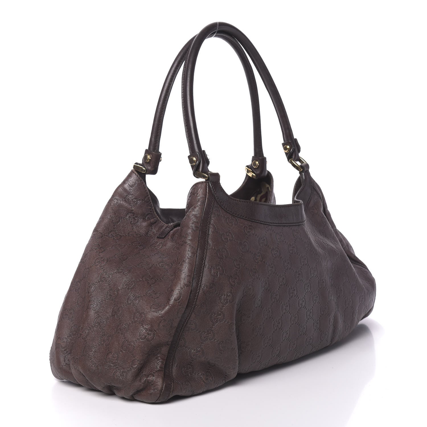 Gucci Guccissima Large D Gold Ring Shoulder Bag Chocolate 3 of 11