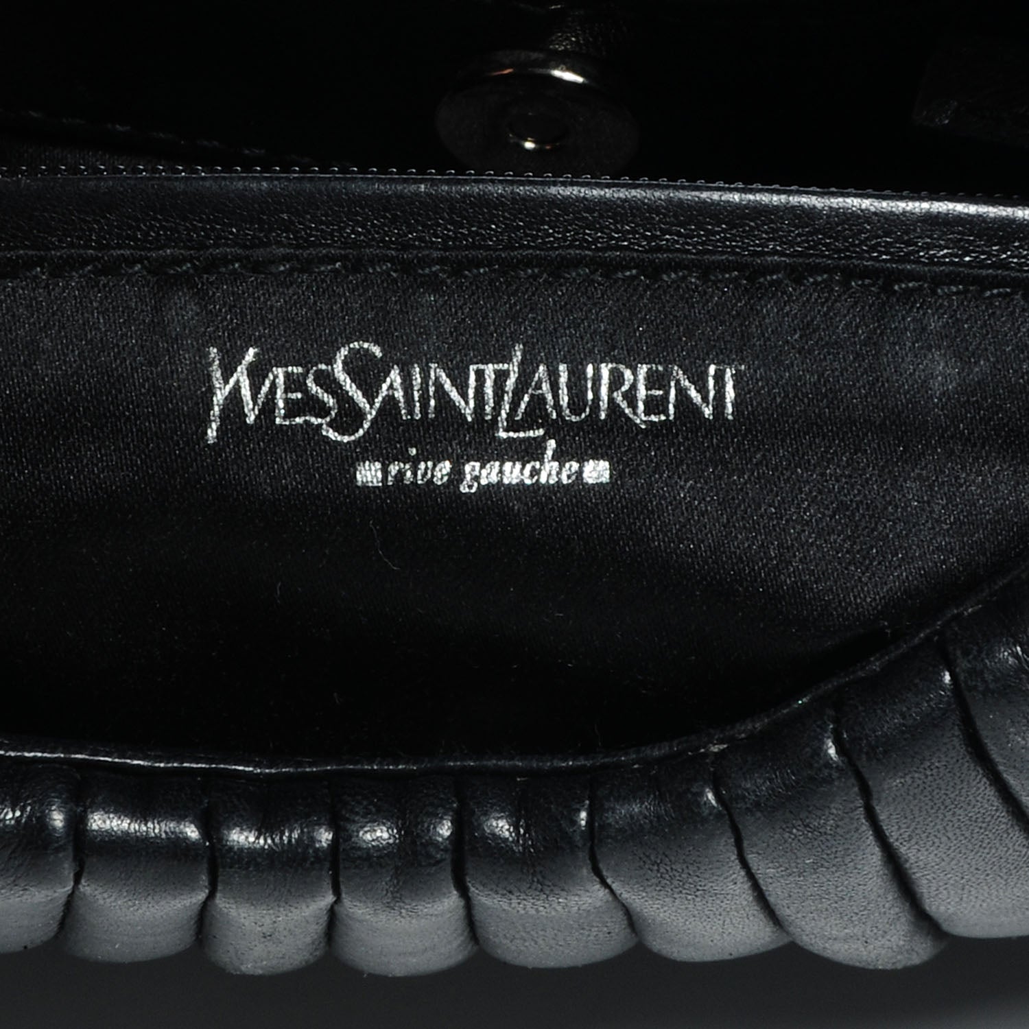 Saint Laurent Pleated Lambskin Small Mombasa Horn Hobo Black 6 of 8