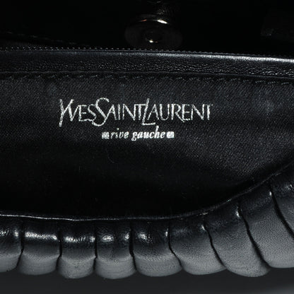 Saint Laurent Pleated Lambskin Small Mombasa Horn Hobo Black 6 of 8