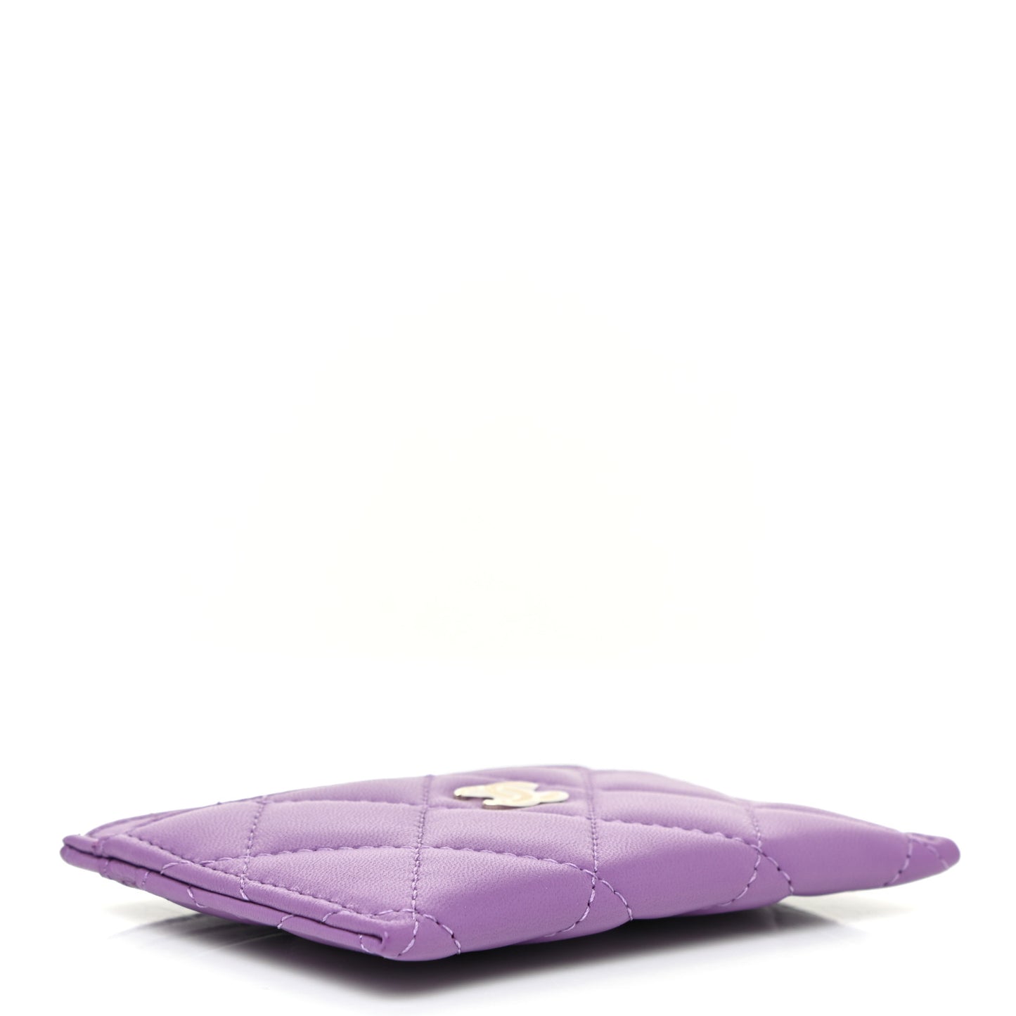 Lambskin Quilted Card Holder Purple