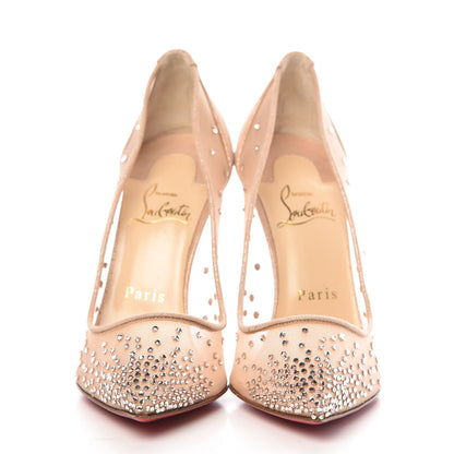 Christian Louboutin Suede Silk Crystal Strass Follies 100 Pumps 37 Neutral 2 of 8