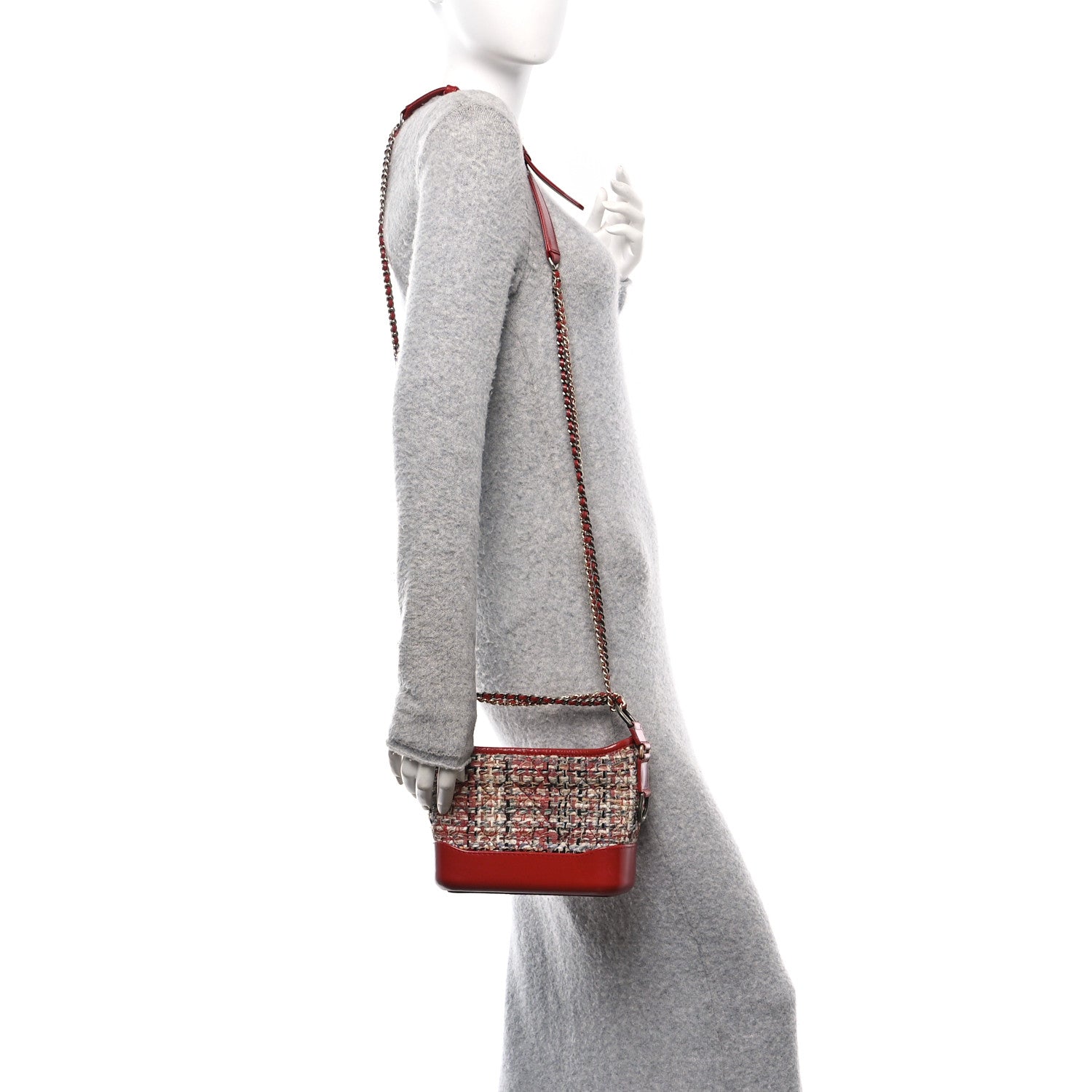 Chanel Tweed Calfskin Small Gabrielle Hobo Red Multicolor 2 of 13