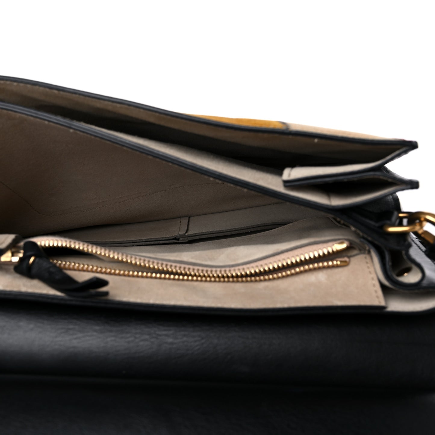 Suede Wonder Woman Patchwork Medium Faye Shoulder Bag Black