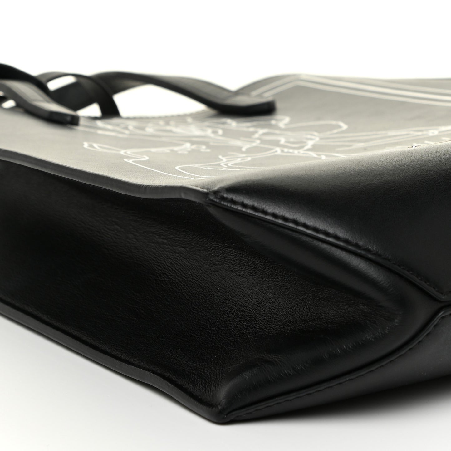 Calfskin Bambi Print Small Stargate Shopper Tote Black
