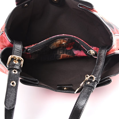 Fendi Zucchino Vitello Floral Forever Shoulder Bag Black Multicolor 4 of 9