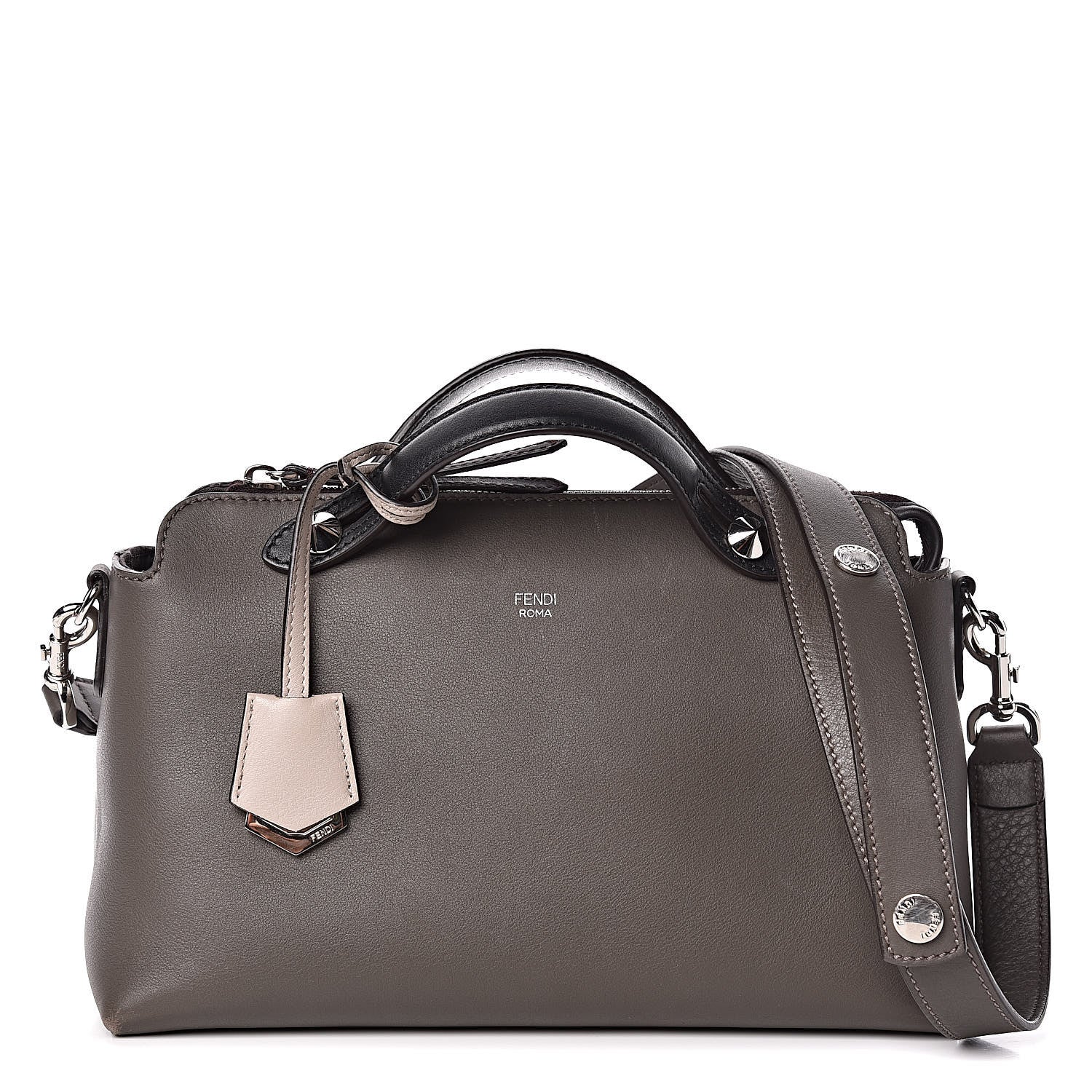 Fendi Vitello Dolce 4 Color Medium By The Way Boston Bag Carbone Grigio Polvere Multicolor 1 of 15