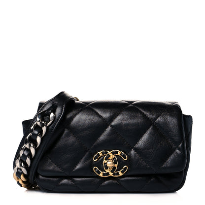 Chanel Goatskin Quilted Chanel 19 Waist Bag Black 3 of 12