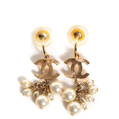 Chanel Pearl CC Logo Drop Earrings Gold 1 of 4
